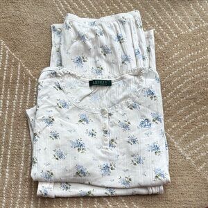 Ralph Lauren Women’s Medium Pajama Set White Floral